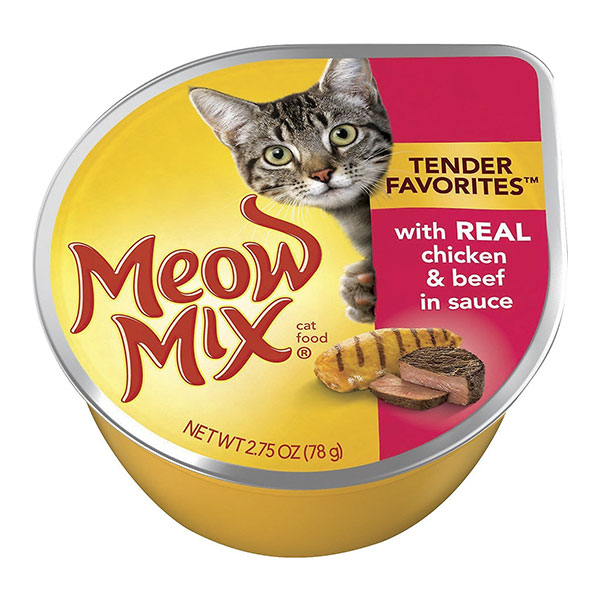 Meow Mix Tender Favorites with Real Chicken & Beef in Sauce Cat Food Trays
